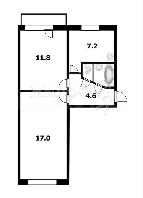 2-к. квартира, 43,4 м, 3/5 эт. - Фото 0