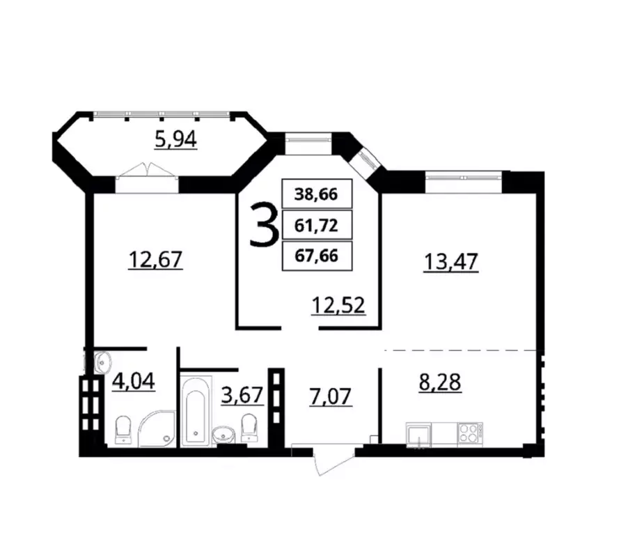 Продаётся 3-к квартира, 61.72 м - Фото 0