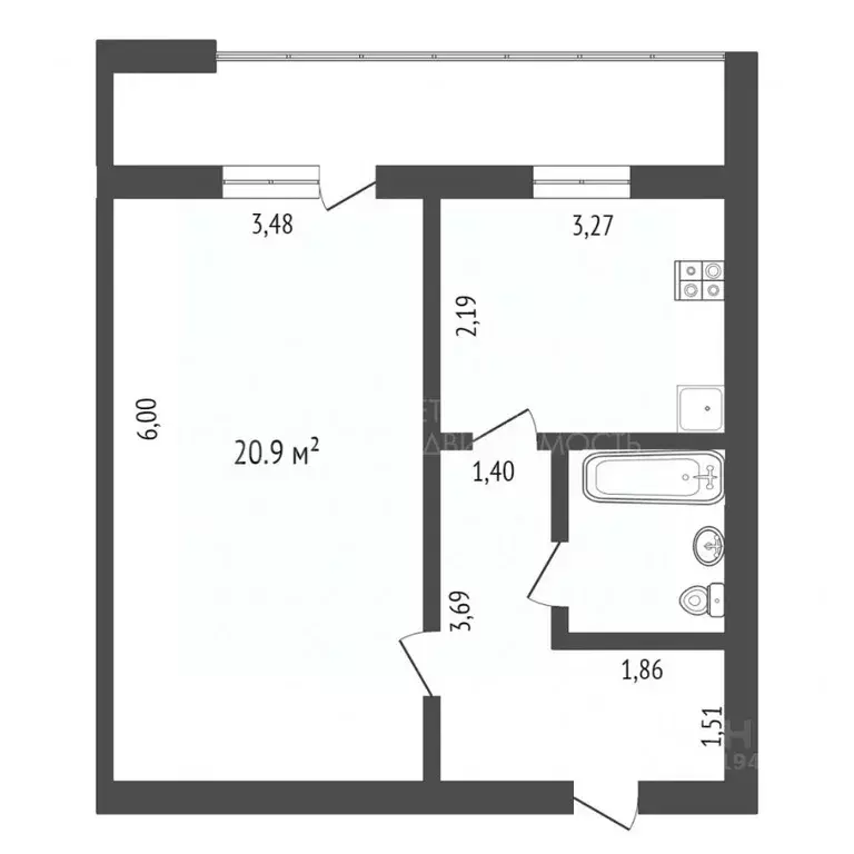 1-к кв. Тюменская область, Тюмень ул. Мельникайте, 129/1 (36.2 м) - Фото 0