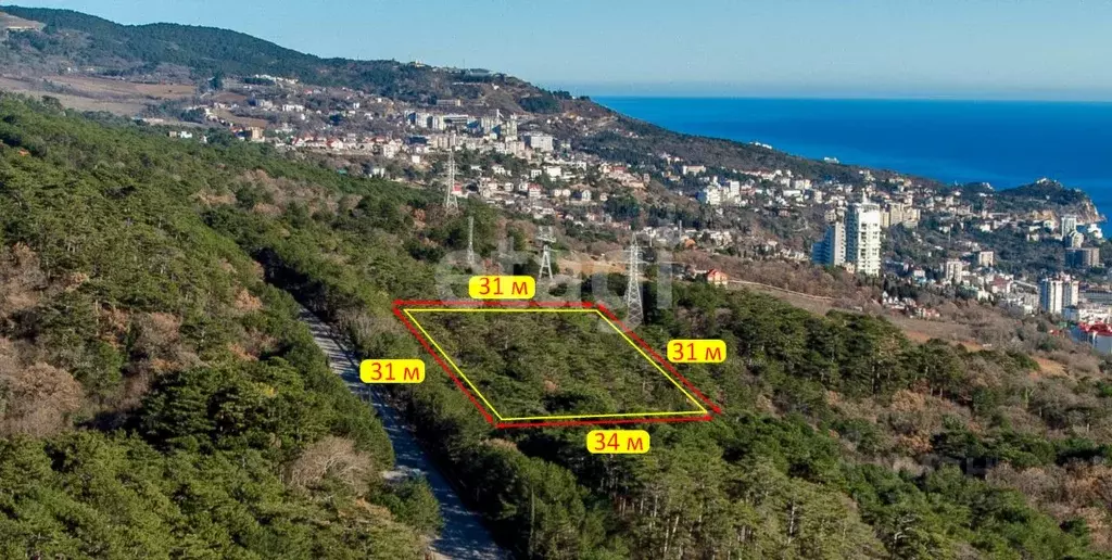 Участок в Крым, Ялта муниципальный округ, Гаспра пгт ш. Южнобережное ... - Фото 1