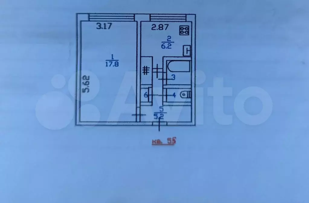 1-к. квартира, 32,7 м, 4/5 эт. - Фото 0