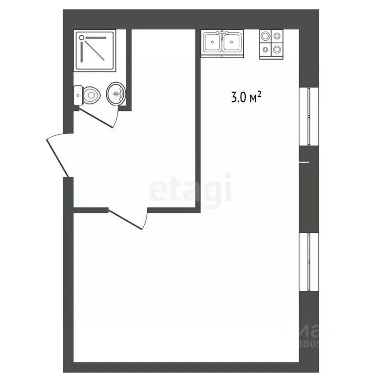 Студия Ростовская область, Сальск ул. Шаумяна, 11 (23.9 м) - Фото 2