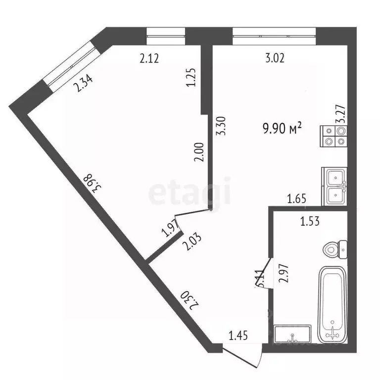 1-к кв. Тюменская область, Тюмень ул. Первооткрывателей, 10 (33.0 м) - Фото 2