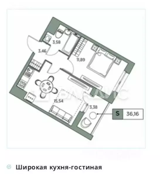 1-комнатная квартира: Санкт-Петербург, Русановская улица, 24 (36.16 м) - Фото 1