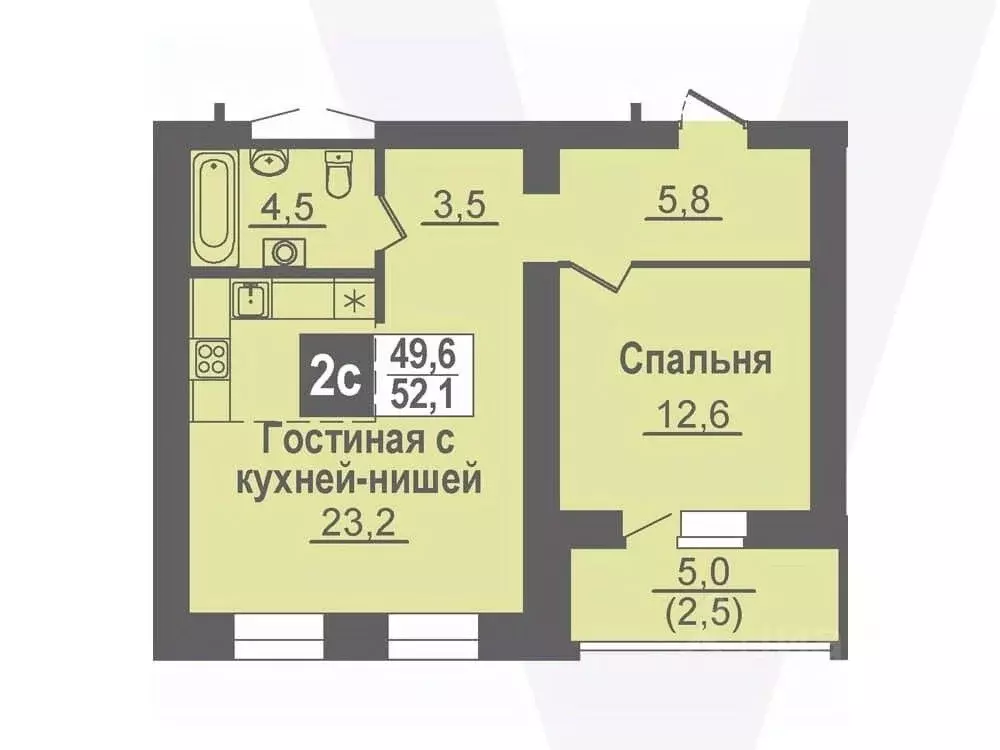 2-к кв. Новосибирская область, Кольцово рп ул. Благовещенская, 2 (52.1 ... - Фото 0