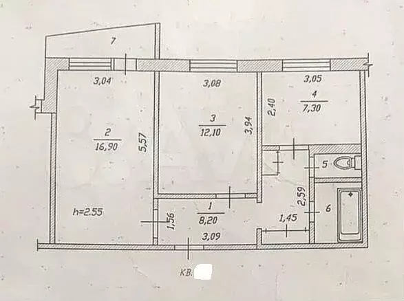 2-к. квартира, 52,7 м, 9/9 эт. - Фото 0