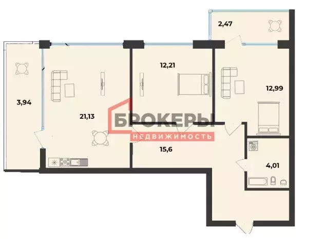 2-комнатная квартира: Севастополь, Парковая улица, 7 (72.5 м) - Фото 2