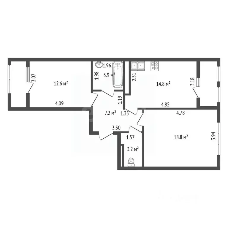 2-к кв. Санкт-Петербург Планерная ул., 97к2 (60.0 м) - Фото 2