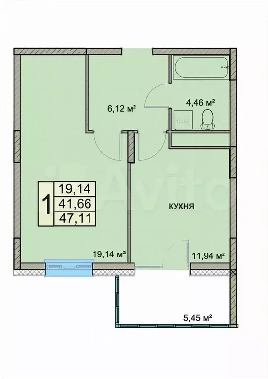 1-к. квартира, 47,1 м, 18/18 эт. - Фото 1