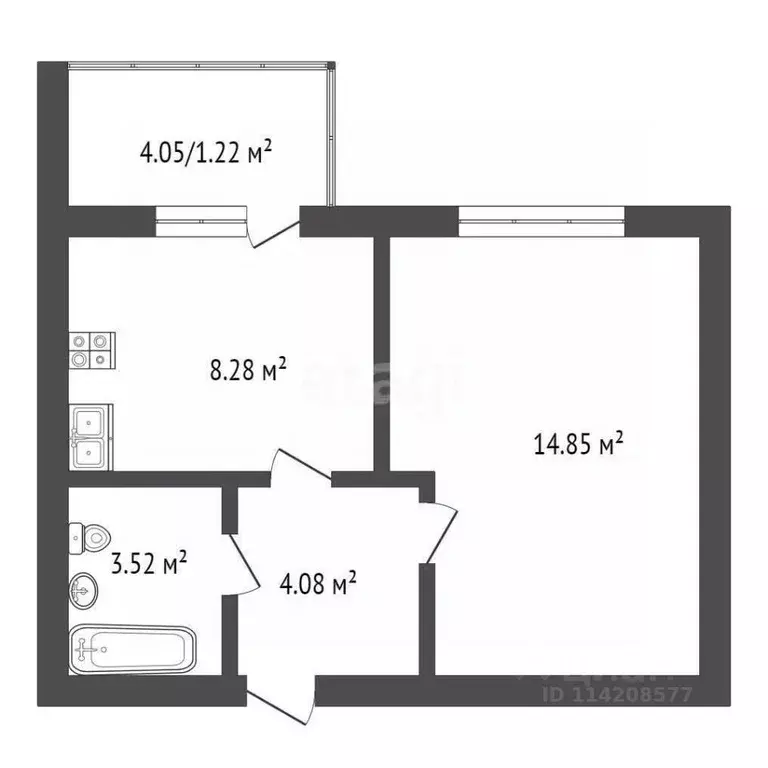 1-к кв. Воронежская область, Борисоглебск Аэродромная ул., 18Г (30.73 ... - Фото 2
