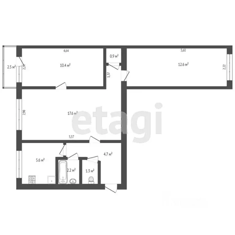 3-к кв. Ростовская область, Ростов-на-Дону просп. Стачки, 193 (62.0 м) - Фото 1