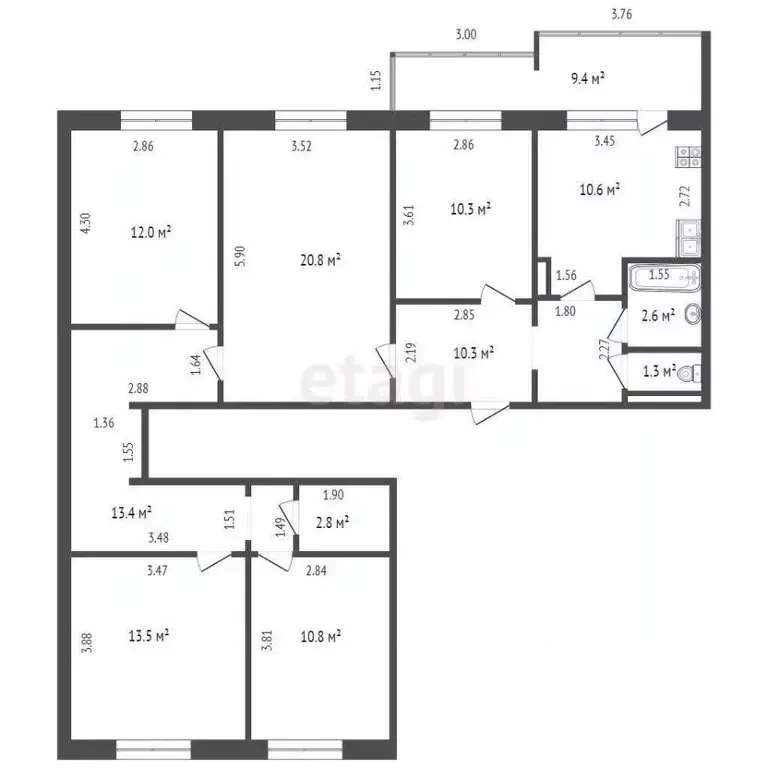 5-к кв. Саха (Якутия), Жатай городской округ, Жатай рп ул. Матросова, ... - Фото 2