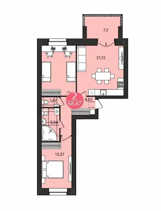 2-комнатная квартира: Ярославль, Клубная улица, 2 (68.47 м) - Фото 1