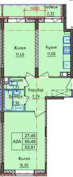 2-к кв. Ярославская область, Ярославль Тутаевское ш., 93Д (52.81 м) - Фото 2