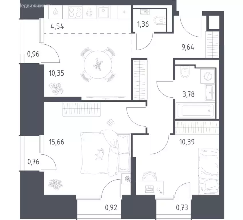 2-комнатная квартира: Красногорск, жилой комплекс Спутник, 19 (59.09 ... - Фото 1