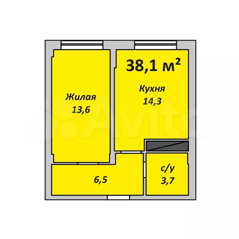 1-к. квартира, 38,2 м, 9/9 эт. - Фото 1