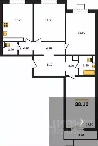 3-к кв. Воронежская область, Воронеж ул. Загоровского, 5/1 (88.1 м) - Фото 0