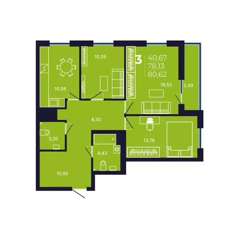 3-комнатная квартира: Уфа, проспект Дружбы Народов, 49 (80.3 м) - Фото 1