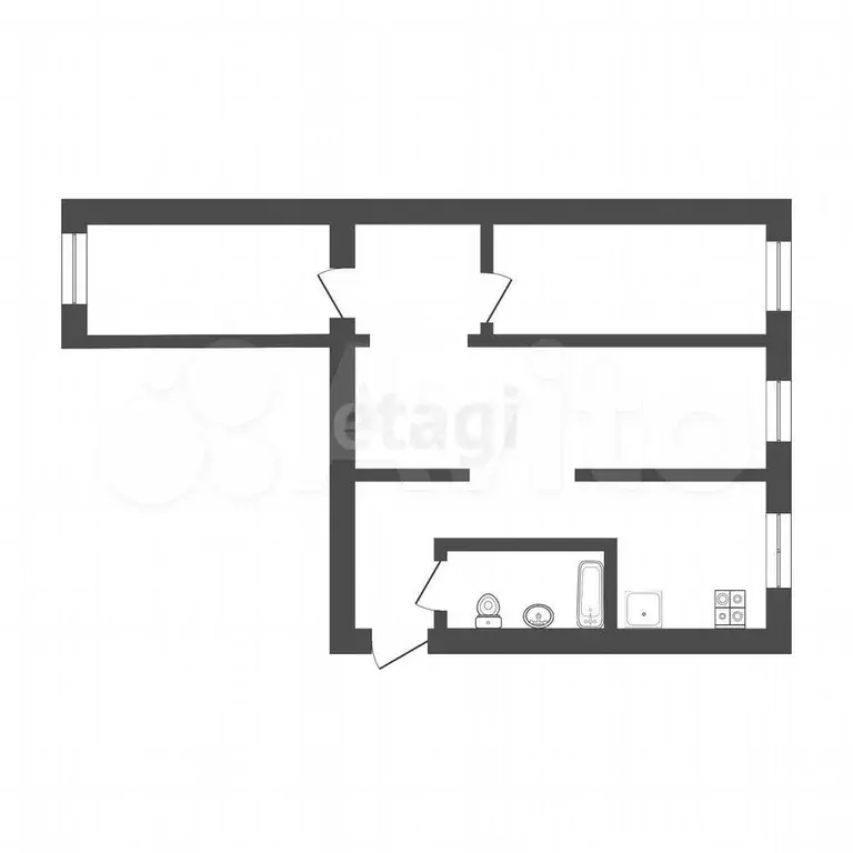 3-к. квартира, 58,5 м, 1/5 эт. - Фото 0
