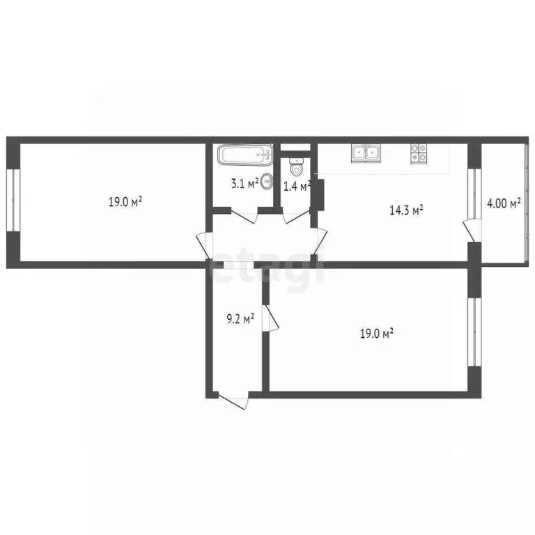 2-к кв. Мордовия, Саранск Большевистская ул., 122 (66.0 м) - Фото 1