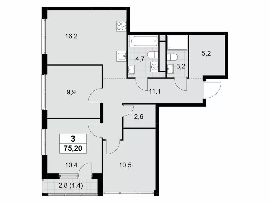 3-комнатная квартира: Москва, Бартеневская улица, 18к1 (75.2 м) - Фото 1