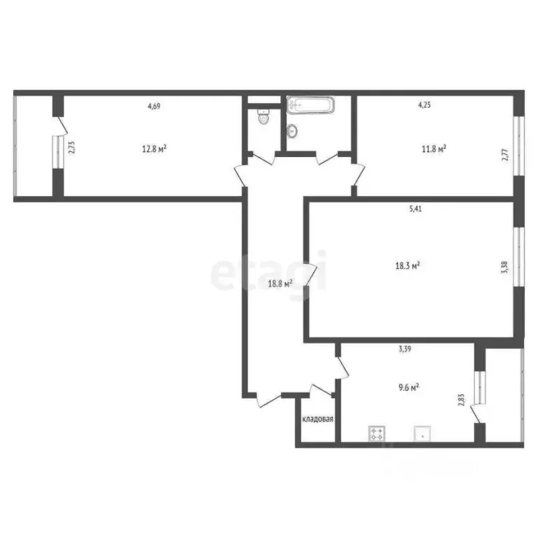 3-к кв. Коми, Усинск ул. Нефтяников, 41 (71.5 м) - Фото 1