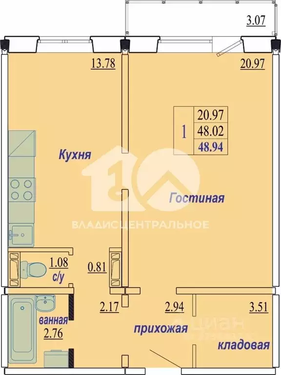 1-к кв. Новосибирская область, Новосибирск ул. Плющихинская, 6 (49.0 ... - Фото 1