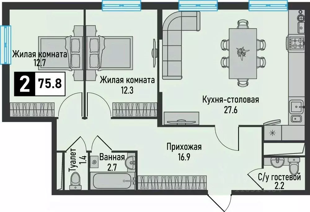 2-к кв. Ставропольский край, Железноводск городской округ, пос. ... - Фото 0