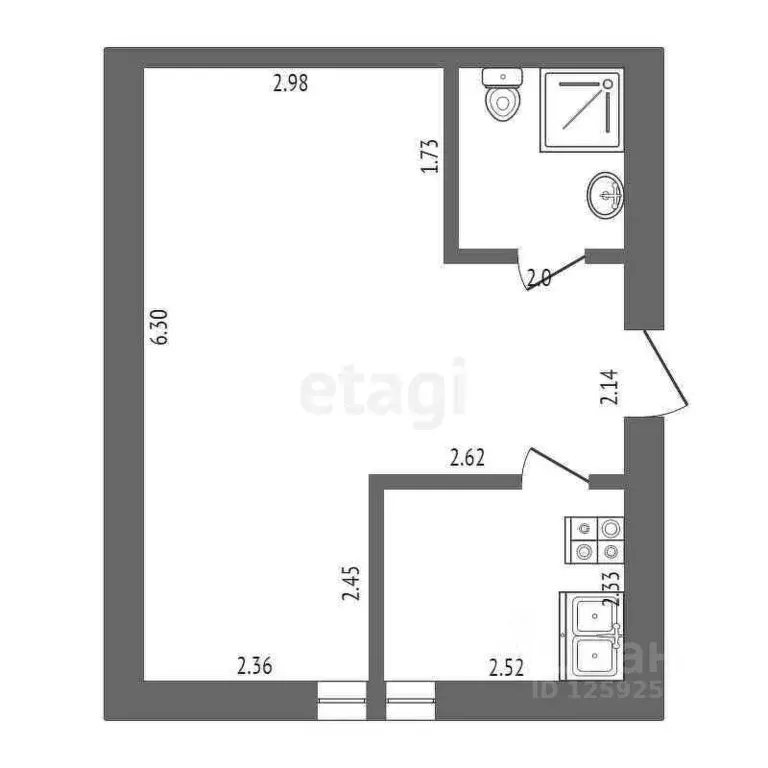 1-к кв. Крым, Симферополь ул. Рождественская (30.0 м) - Фото 1