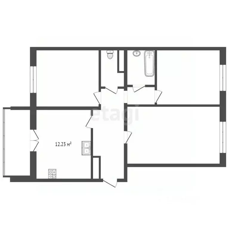 3-к кв. Самарская область, Волжский район, Лопатино с/пос, пос. ... - Фото 2