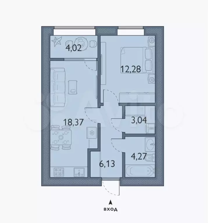 1-к. квартира, 48,1 м, 1/15 эт. - Фото 1