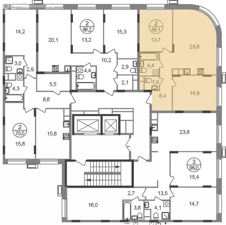 2-комнатная квартира: посёлок городского типа Заречье, жилой комплекс ... - Фото 2