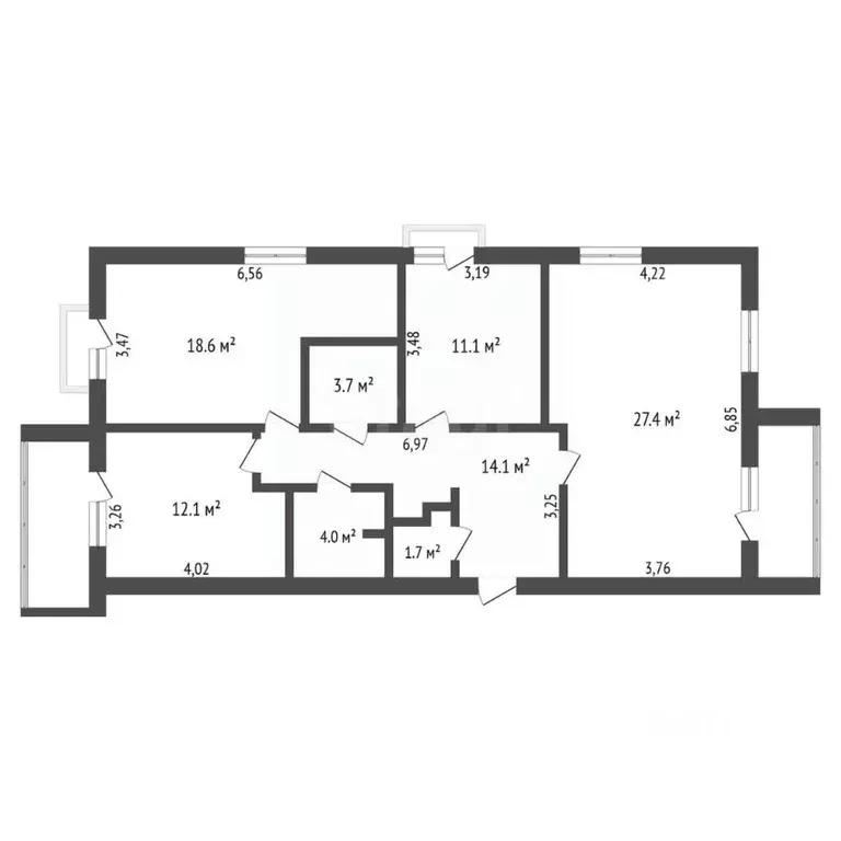 3-к кв. Амурская область, Благовещенск Комсомольская ул., 48 (92.7 м) - Фото 1