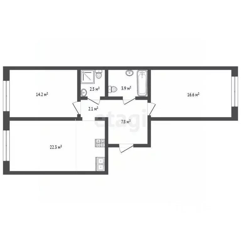 3-к кв. Московская область, Ленинский городской округ, Боброво пгт ул. ... - Фото 2