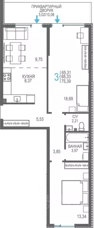 Студия Крым, Сакский район, Лесновское с/пос, с. Прибрежное ул. ... - Фото 1