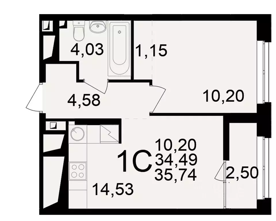 1-к кв. Рязанская область, Рязань ул. Чкалова (34.49 м) - Фото 1