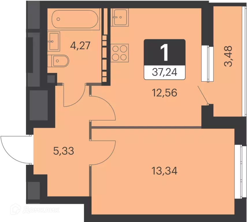 Продаётся 1-к квартира, 36.8 м - Фото 0