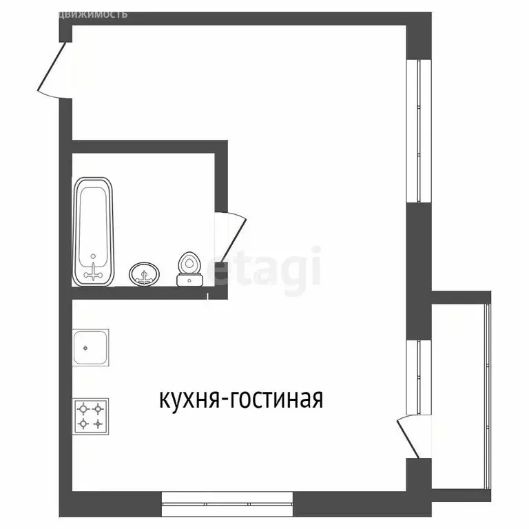 Квартира-студия: Адлер, Фермерская улица, 31/1 (36.2 м) - Фото 0