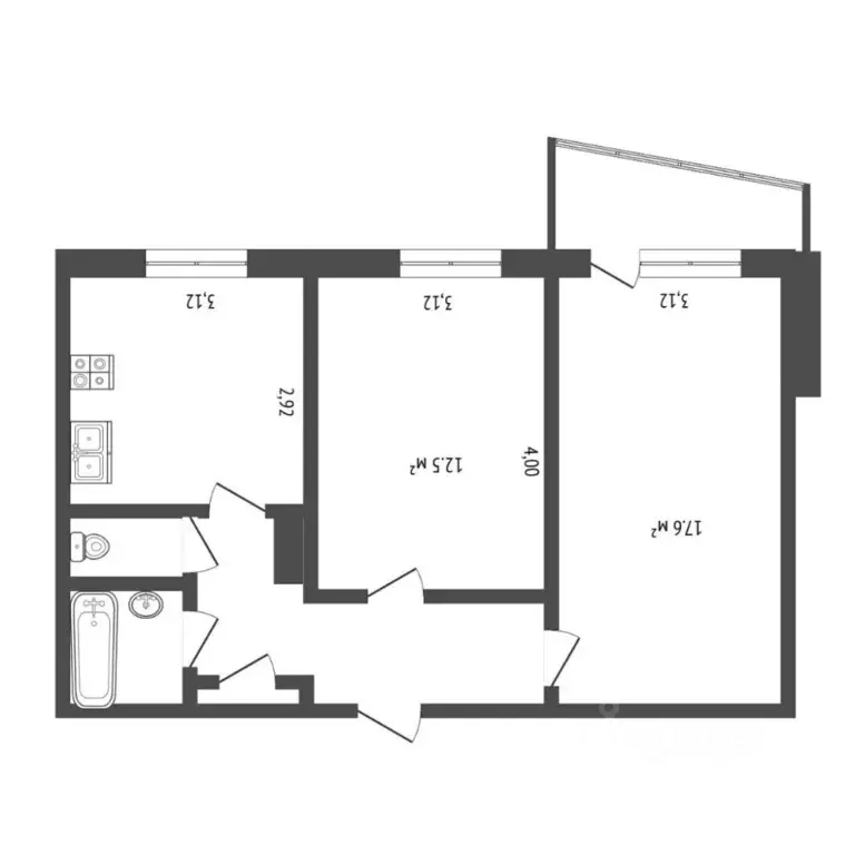 2-к кв. Тюменская область, Тюмень Заречный проезд, 10 (50.7 м) - Фото 2