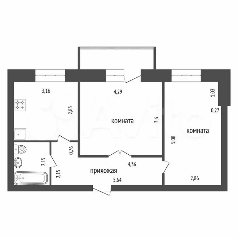 2-к. квартира, 51,3 м, 9/9 эт. - Фото 0