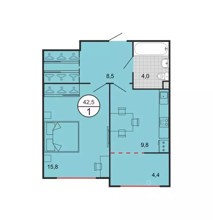 1-к кв. Ставропольский край, Георгиевск Олимп жилой комплекс (42.3 м) - Фото 1