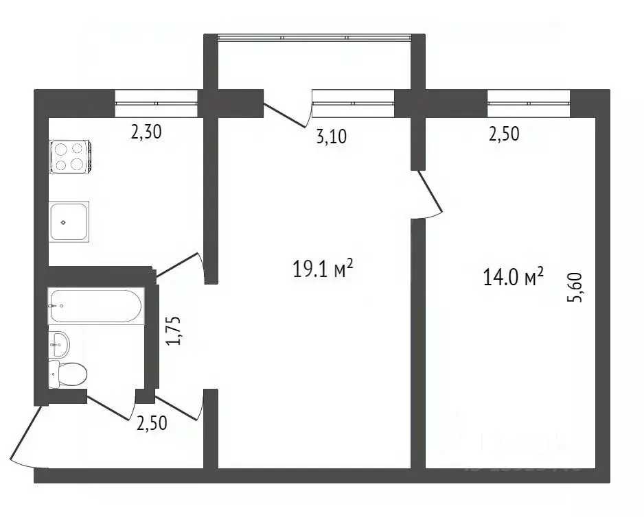 2-к кв. Тюменская область, Тюмень ул. Ленина, 79 (41.7 м) - Фото 2