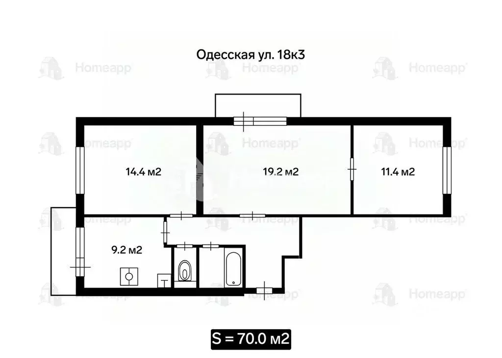 3-к кв. Москва Одесская ул., 18К3 (70.0 м) - Фото 0