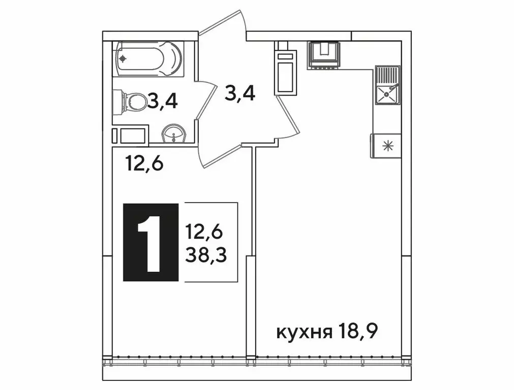 1-комнатная квартира: Краснодар, улица Ивана Беличенко, 92к2 (38.3 м) - Фото 1