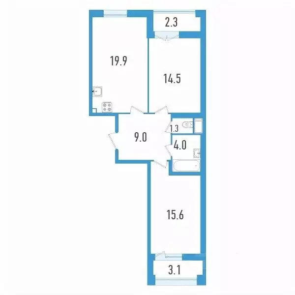 2-к кв. Санкт-Петербург Дефанс жилой комплекс (67.1 м) - Фото 0