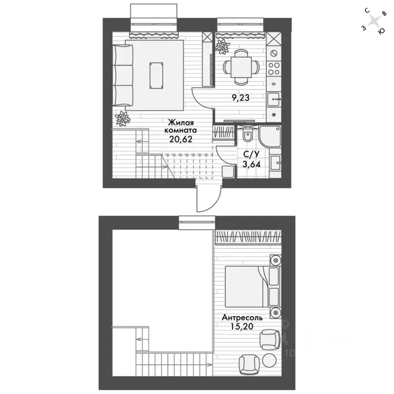 1-к кв. Татарстан, Зеленодольский район, Октябрьское с/пос, пос. ... - Фото 2
