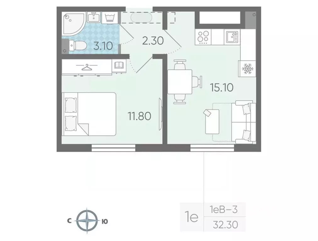 1-к кв. Ленинградская область, Всеволожское городское поселение, пос. ... - Фото 1