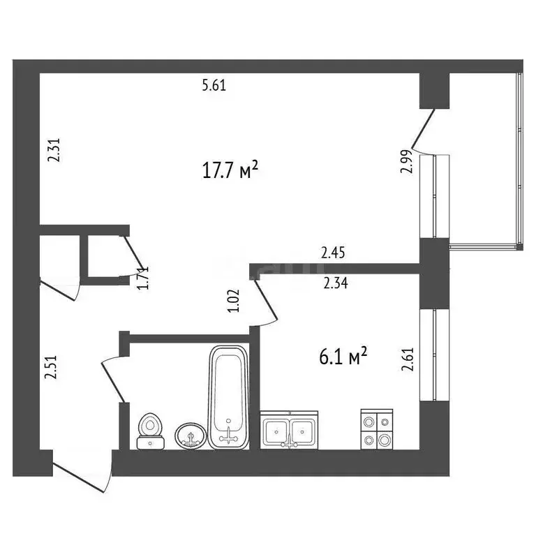1-комнатная квартира: Новокузнецк, улица Обнорского, 18 (30 м) - Фото 1