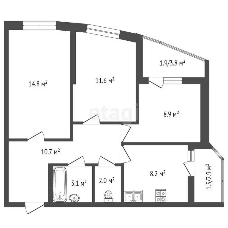 3-комнатная квартира: Ростов-на-Дону, Берберовская улица, 30 (62 м) - Фото 0