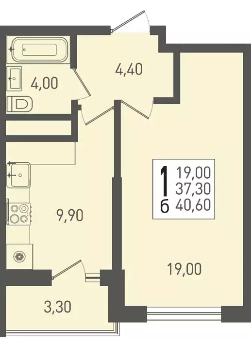 1-комнатная квартира: посёлок Берёзовый, Целиноградская улица, 2И ... - Фото 1